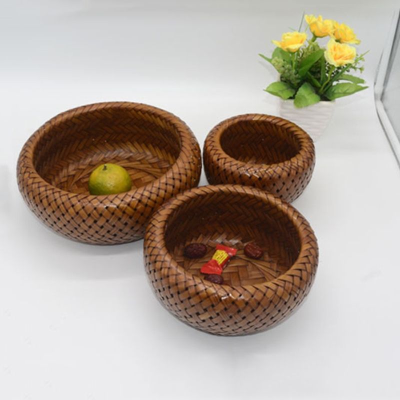 Decorative Bamboo Tea Plate Baskets Candy Gadgets Storage Handmade Novelty#2