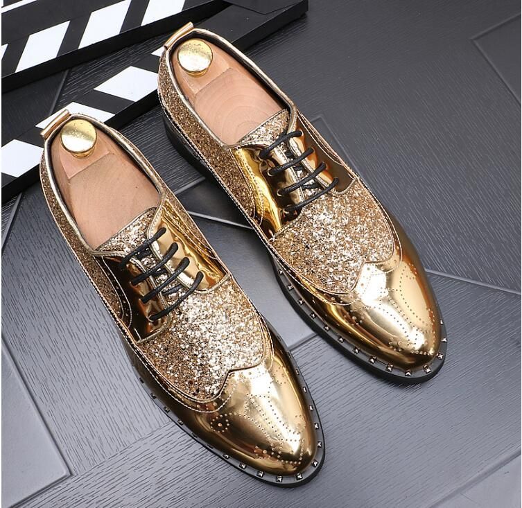 white and gold mens dress shoes