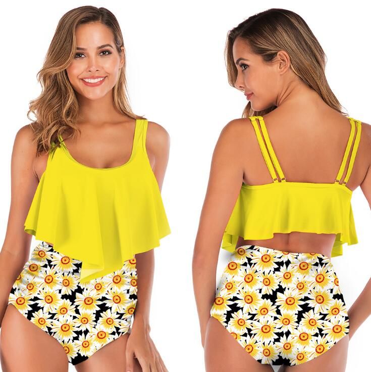Compre Traje De Baño Mujer Bikini 2019 Mujer Trajes De Baño De Cintura Alta Volantes Bikinis Traje De Baño Para Mujer Tankinis Tanga Push Up Trajes De Baño Biquini A 10,47 €