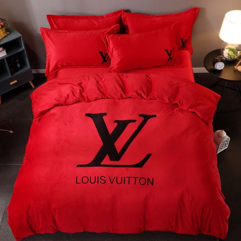 Red Bedding Sets New L Letter Print Simple Style Bedding Suits