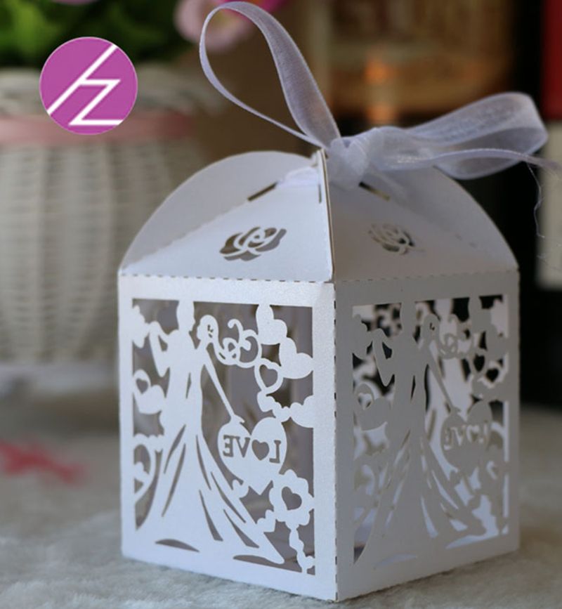 50pcs Hollow Die Cut Favor Boxes Halloween Wedding Candy Boxes