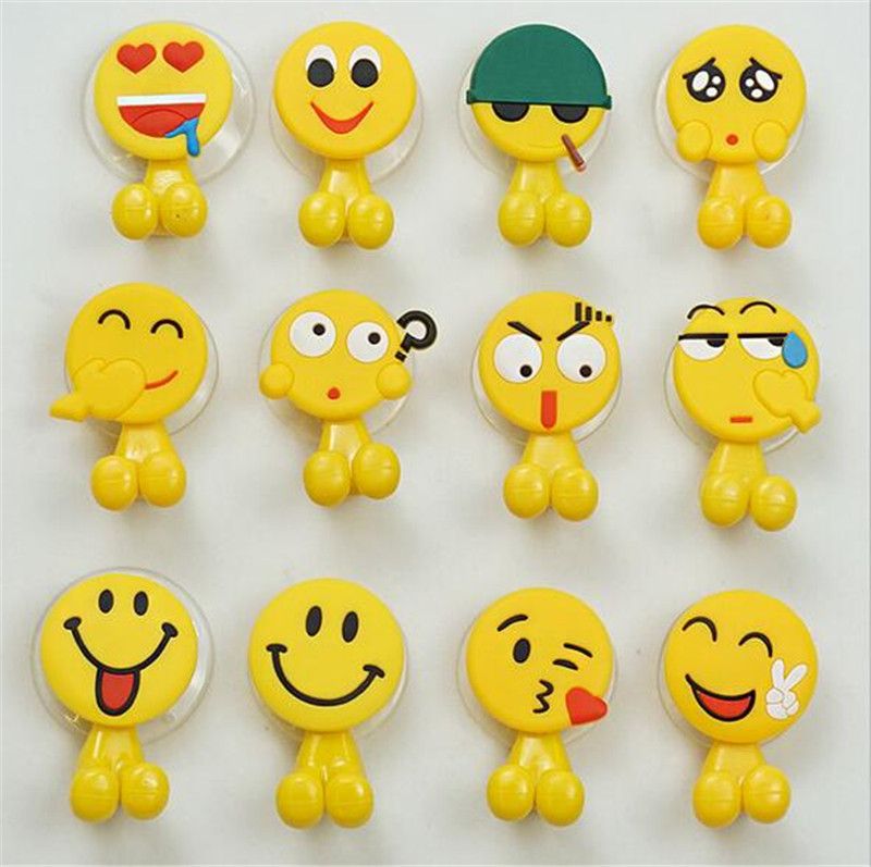 15Styles Emoji Expression Toothbrush Holder Cute Suction Hook Bathroom Wall