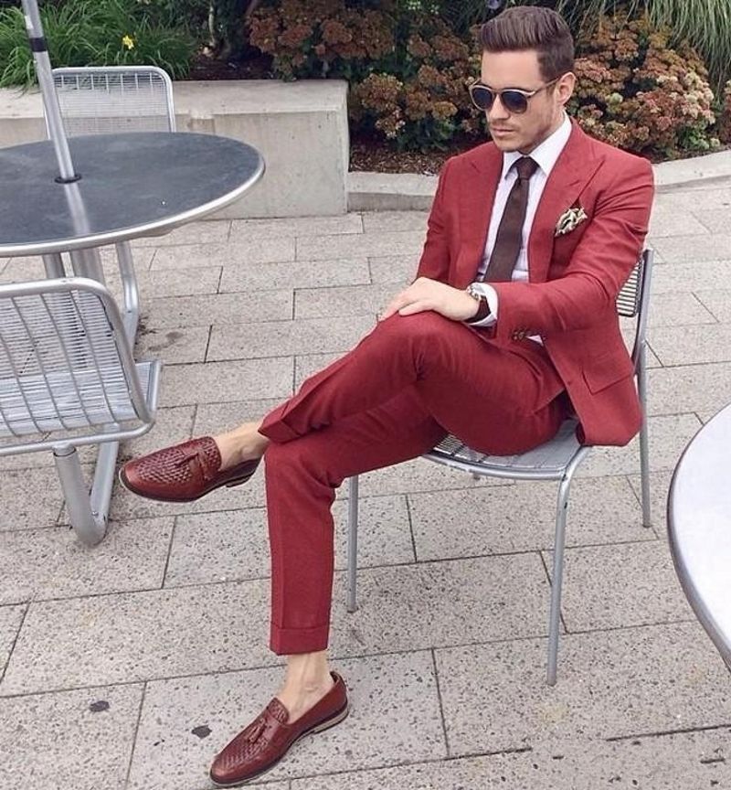 Rust Red Custom Made Groom Wear Mens 