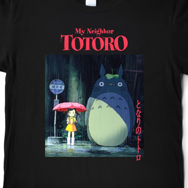 Mi vecino Totoro divertido animado T chica camisa de los hombres en la lluvia algodón de moda camisetas de cuello redondo de manga corta camisa de de impresión Tops