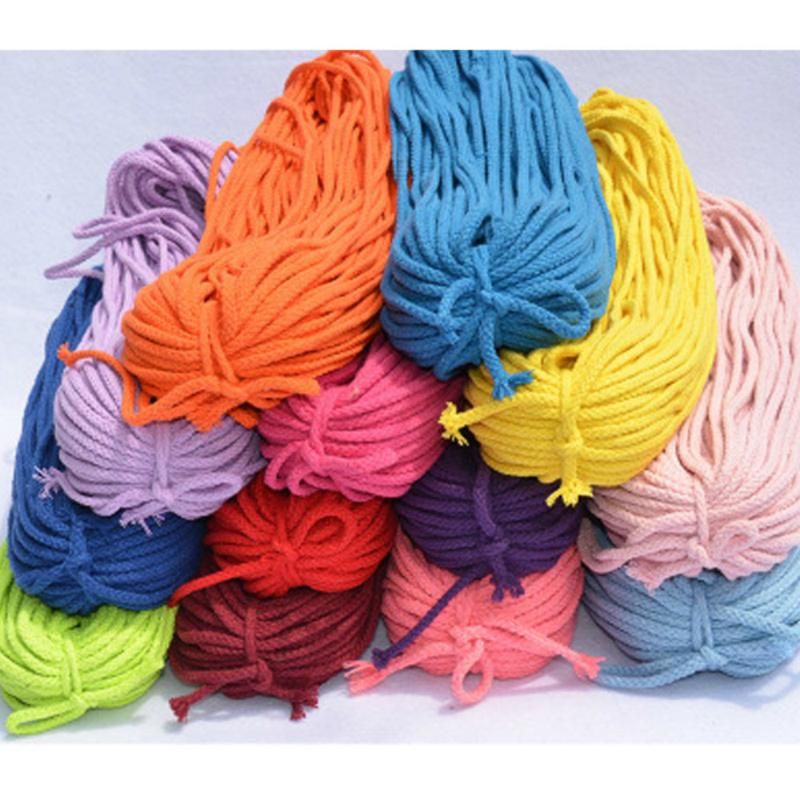 2020 7mm Colorful White Cotton Cord Natural Beige Twisted Cord Rope