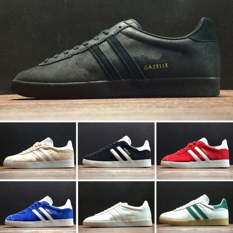 black leather gazelles womens