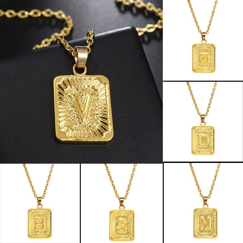 Gold Initial A-Z Letter Necklaces Unisex Charm Luster Gold Medal Gold Initial A-Z Letter Necklaces Unisex Charm Luster Gold Medal