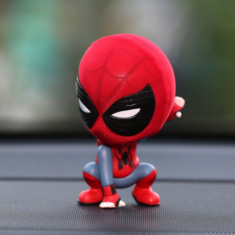 Car Cartoon Spiderman Model Shake Head Toy Resin Ornament Magnet Auto Interior