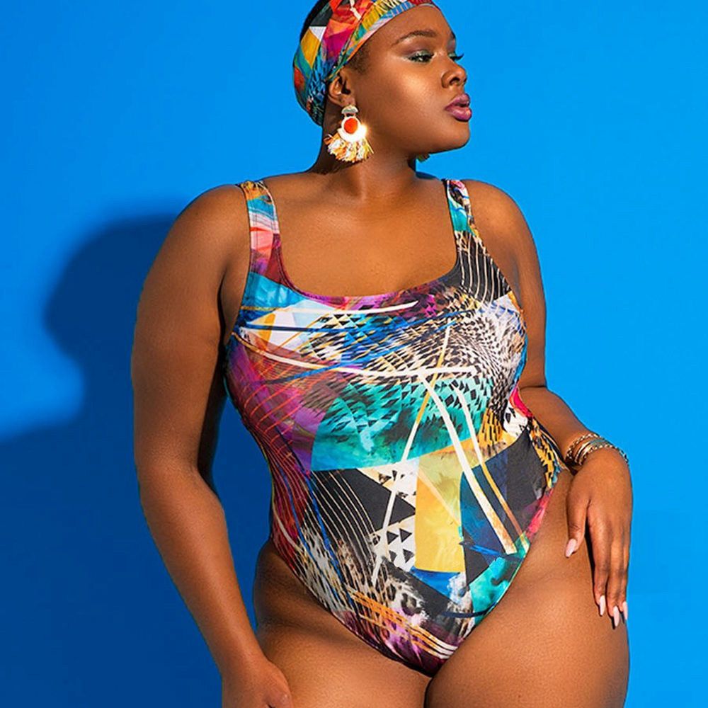 plus size african print swimsuit