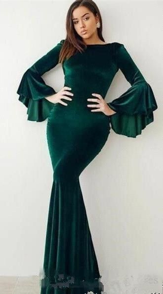 green velvet evening dress