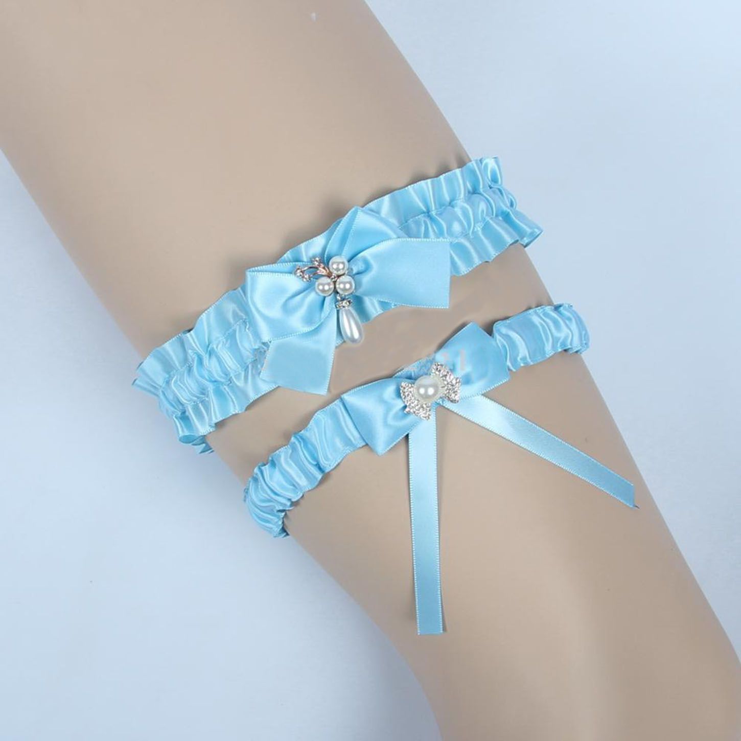 Stocking Suspenders Leg Fabric Garter White Bow Lace Bridal Garters Ribbon