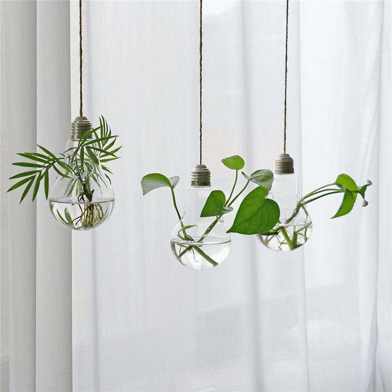 24 X D8*14cm Hanging Clear Light Bulb Shaped Glass Flower Plant Vases