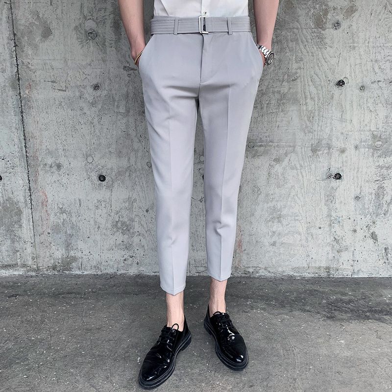 calça social masculina slim cinza