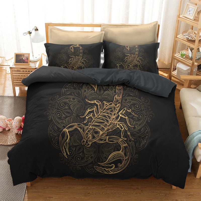 Gold Scorpion Bedding Sets King Meteor Scorpio Duvet Cover