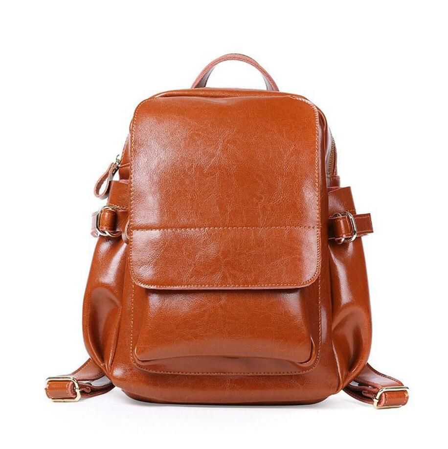 red leather women's backpack
