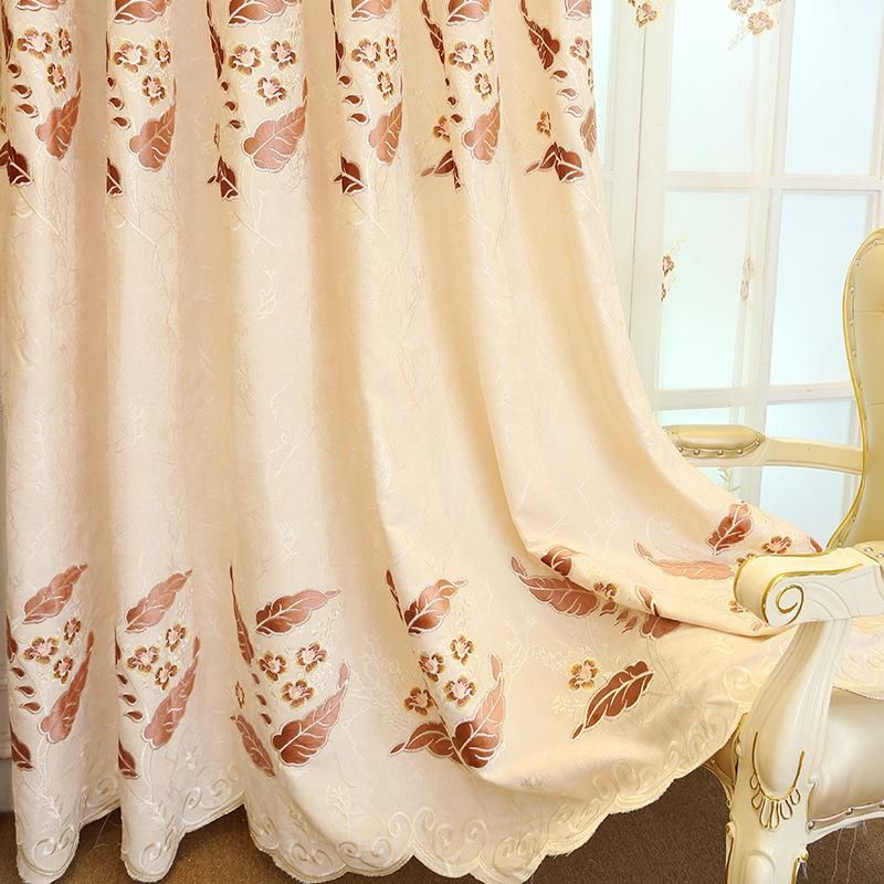 2019 Curtain Fabric Fresh Solid Color Embroidered Blackout