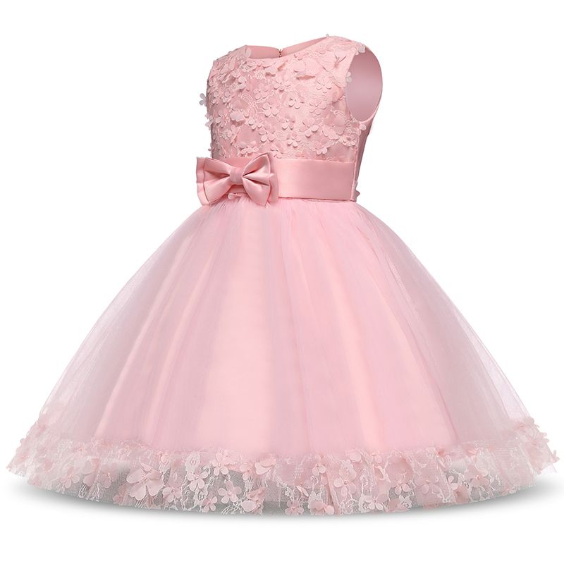 Elegant Flower Girl Princess Dress Satin Kid Party Wedding Bridesmaid Long Dress