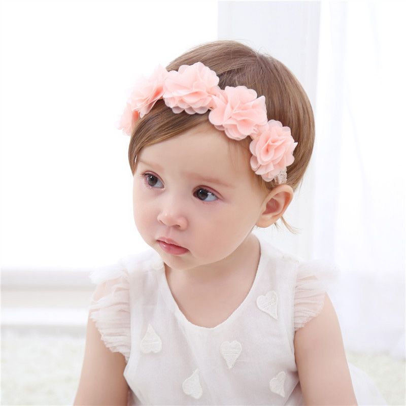Baby Headband Flower Girls Pink Ribbon Hair Bands For Baby Girls Kids Headbands Turban Newborn Haarband Baby Hair Accessories Big Hair Accessories