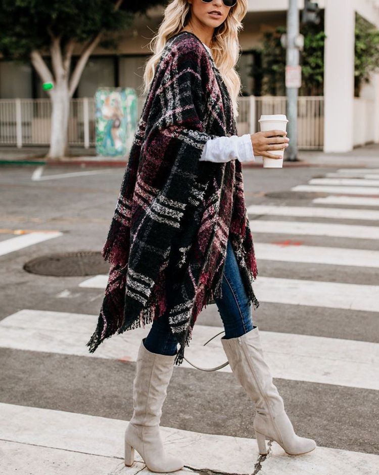 Women Wool Scarf Cardigan Patchwork 