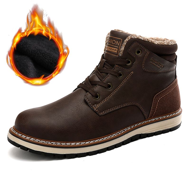 Venta caliente-Zapatos de invierno Hombres de moda Peluche espeso Sole Tobillos Botas