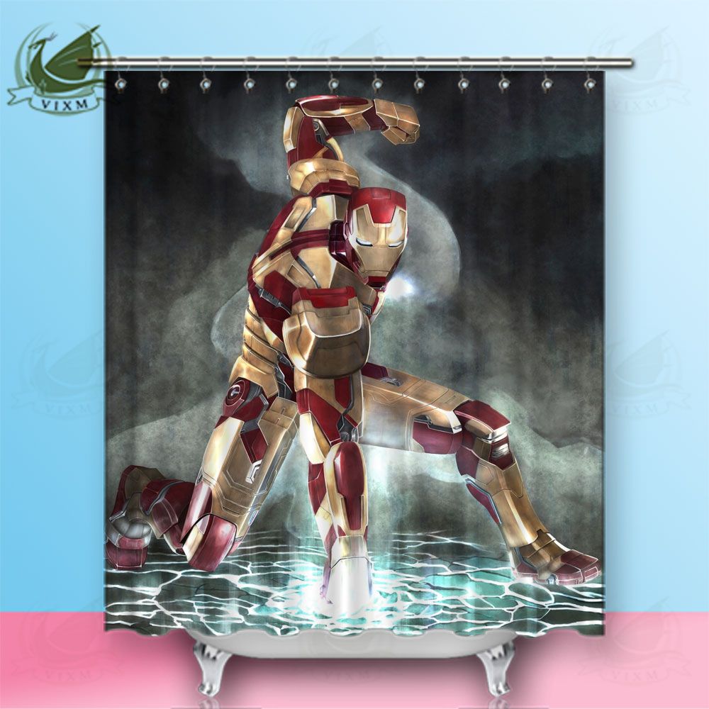 2019 Vixm Captain Marvel Superhero Shower Curtains Iron Man