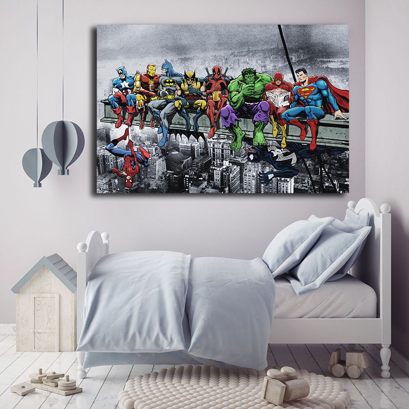 2020 Dc Marvel Super Heroes Poster Lunch Atop A Skyser Wall