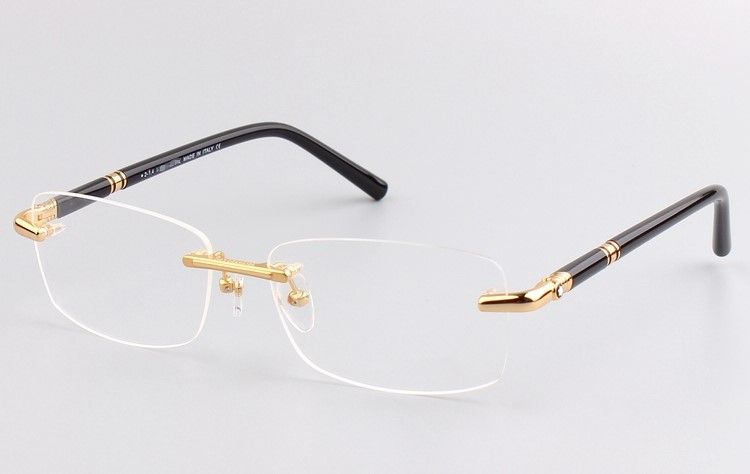 低価格で最高品質の Mbブランドの男性の光学メガネフレーム476リムーレス眼鏡フレーム男性ゴールドシルバーマイオピアメガネ眼鏡オリジナルケース付き オンラインのサングラス フレーム Dhgate