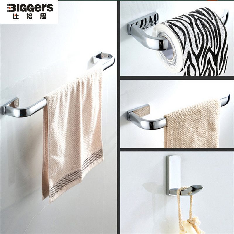 WEN-UD 304 Stainless Steel Single 4Pcs Bathroom Accessories Set Single Towel Bar Toilet Paper Holder Robe Hook Towel Ring 4pcs Set