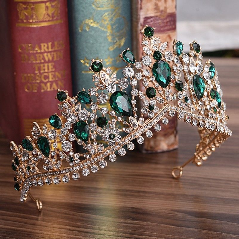 Rhinestone verde metallo dorato