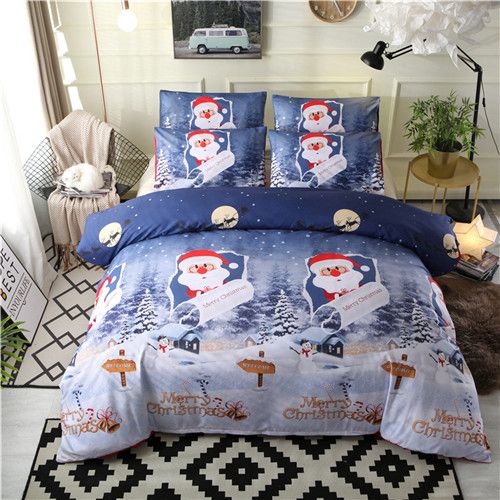 Home Textiles Christmas Bedding Sets Cartoon Santa Claus Single