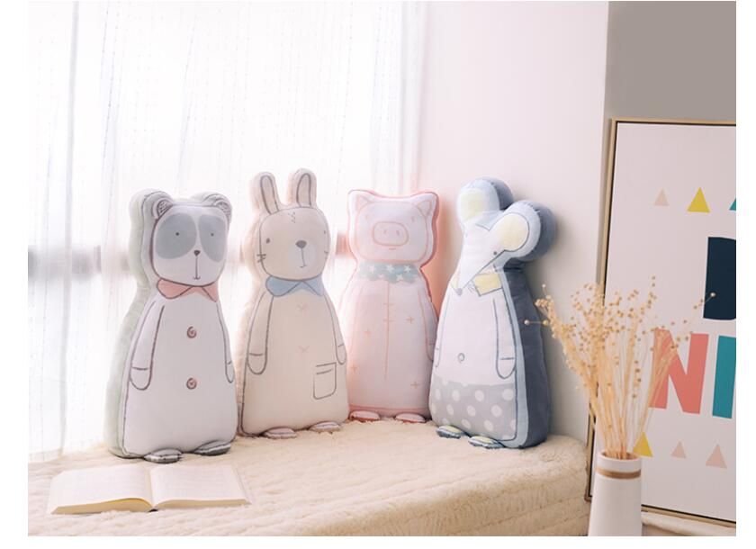 Metoomi Rabbit 2d Graffiti Baby Pillow Spot Creative Doll Panda Pig Mouse Plush Toys Rely On The Approval Nursery Throw Pillows Plush Pillows For Kids