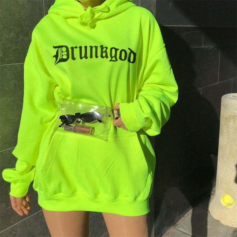 Compra A01T037 Gran Bolsillo Mujeres Sudaderas Con Capucha Sudaderas Con  Capucha Moda Suéter De Manga Larga BF Viento Camisa Verde Fluorescente  Barato | Entrega Rápida Y Calidad | Es.Dhgate
