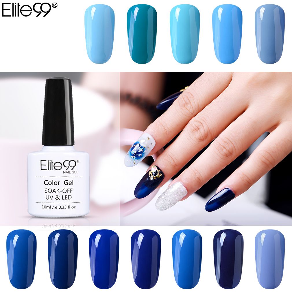 Elite99 10ml الأزرق سلسلة هلام مسمار البولندية نقع معطلة جل الصبغ شبه الدائم اللون الأزرق طلاء الأظافر الفن الطلاء مانيكير 2021 من Guaye 95 64ر س موبايل Dhgate