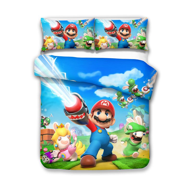 2020 Lovely Cartoon Super Mario 3dbedding Set Bedclothes Queen Uk