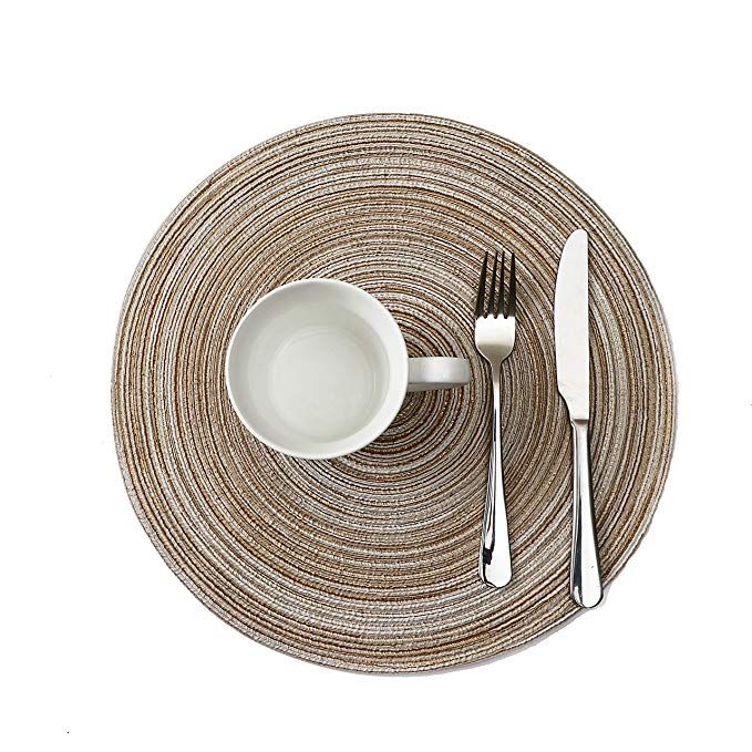 Best HOT Round Woven Placemats For Dining Table Heat Resistant Wipeable