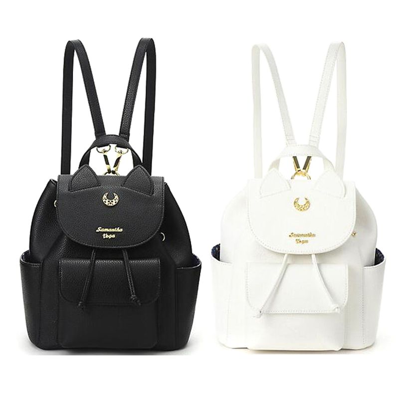 Sailor Moon Donna Zaino PU Zaino In Pelle Multifunzione Nero Bianco Luna  Cat Zaino Donna Zaino Da Viaggio Da 54,25 € | DHgate Italy