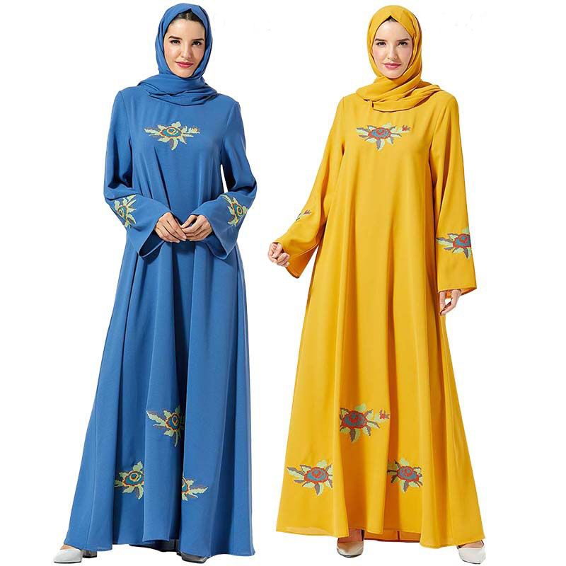 2020 Casual Muslim Embroidery Abaya Maxi Dress Hijab Long Robe Gowns Vestidos Kimono Middle East Eid Ramadan Arab Islamic Caftan Baju From Myself1989 23 32 Dhgate Com