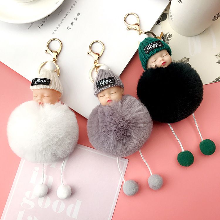 fluffy baby keyring