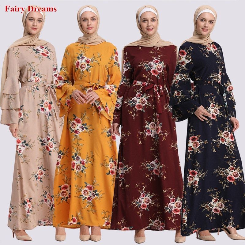 2020 Abayas Women Islamic Clothing Flowers Print Fashion Bandage Hijab Dresses Maxi Muslim Dress Bangladesh Kaftan Dubai Turkey Robe From Donnatang240965 37 99 Dhgate Com