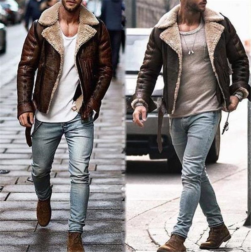 fleece and leather jacket