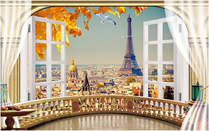 3d wallpaper custom po mural Balcony Paris scenery Eiffel Tower background living room Home decor 3d 3d wallpaper custom po mural Balcony Paris scenery Eiffel Tower background living room Home decor 3d