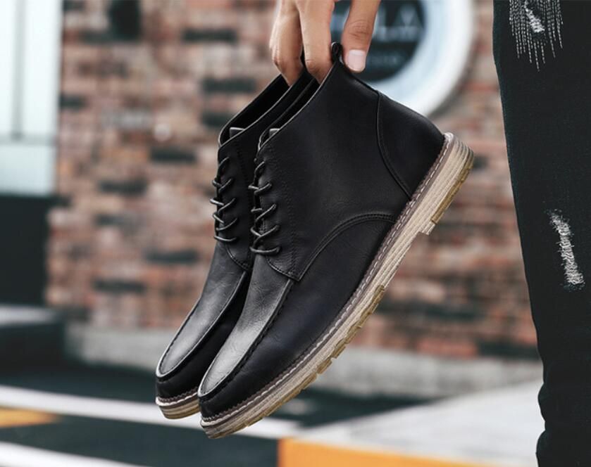 Shoes Mens Boots Martens Leather Shoes Cool Motorcycle Men Ankle