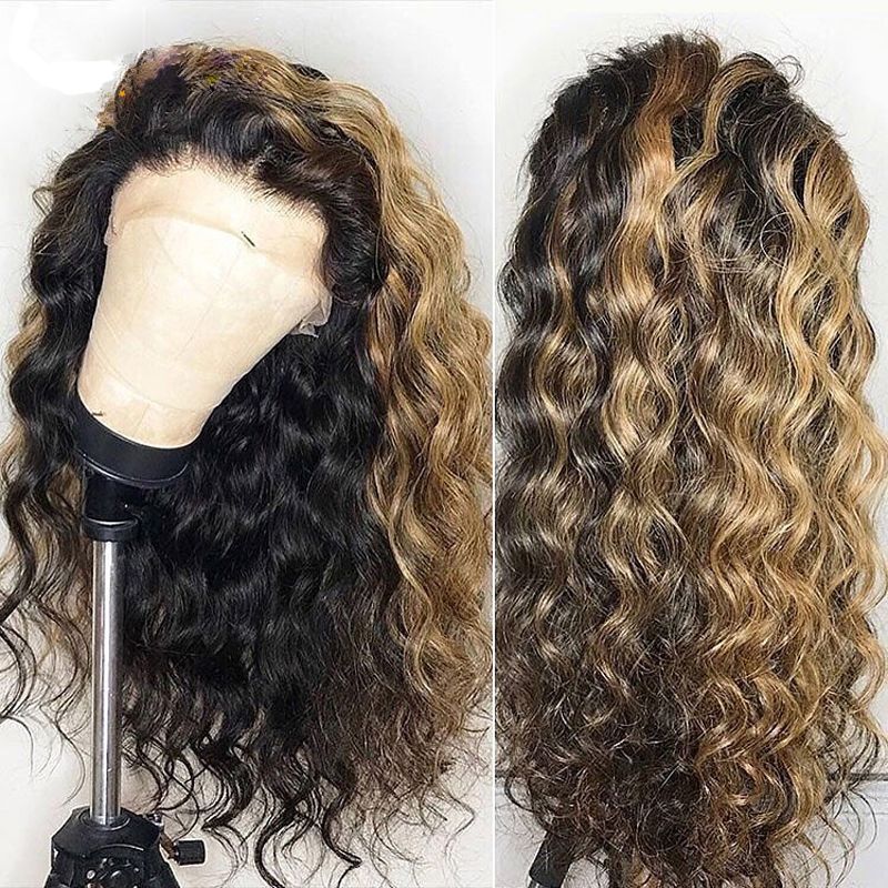 Ombre Highlight Color Full Lace Front Human Hair Wigs With Baby