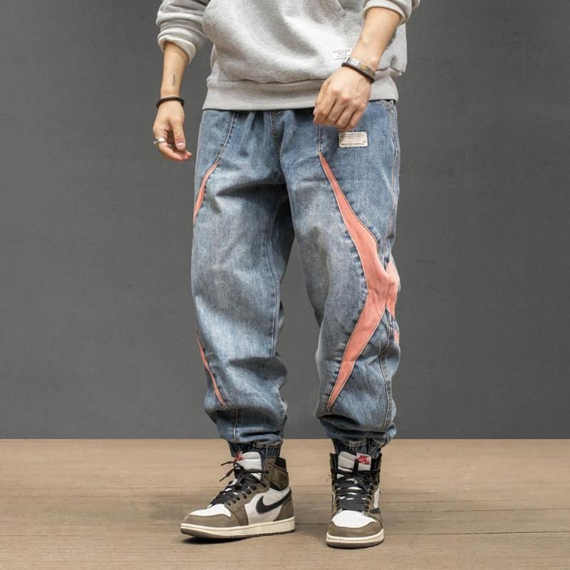 Acquistare Moda Streetwear Uomo Jeans Loose Fit Denim Impiombato Cargo  Pants Stampato Designer Giapponese Vintage Hip Hop Jeans Uomo Joggers  Economico | Consegna Veloce E Qualità | DHgate Italy