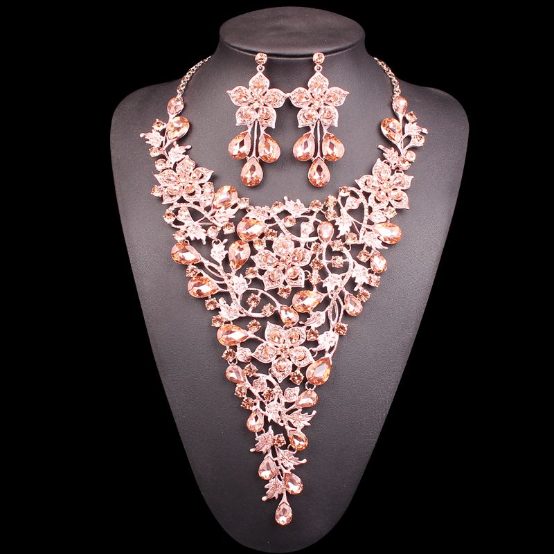 Elegant Big Flower Bridal Jewelry Sets 