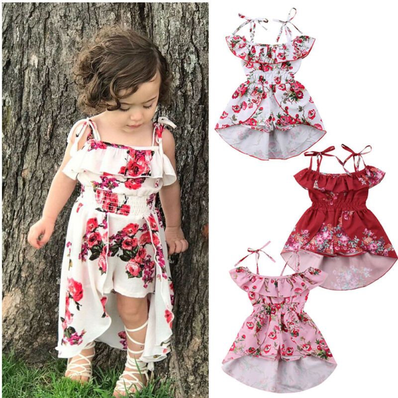 Cute Toddler Kids Dress Baby Girls Floral Casual Summer Casual Sundress Clothes