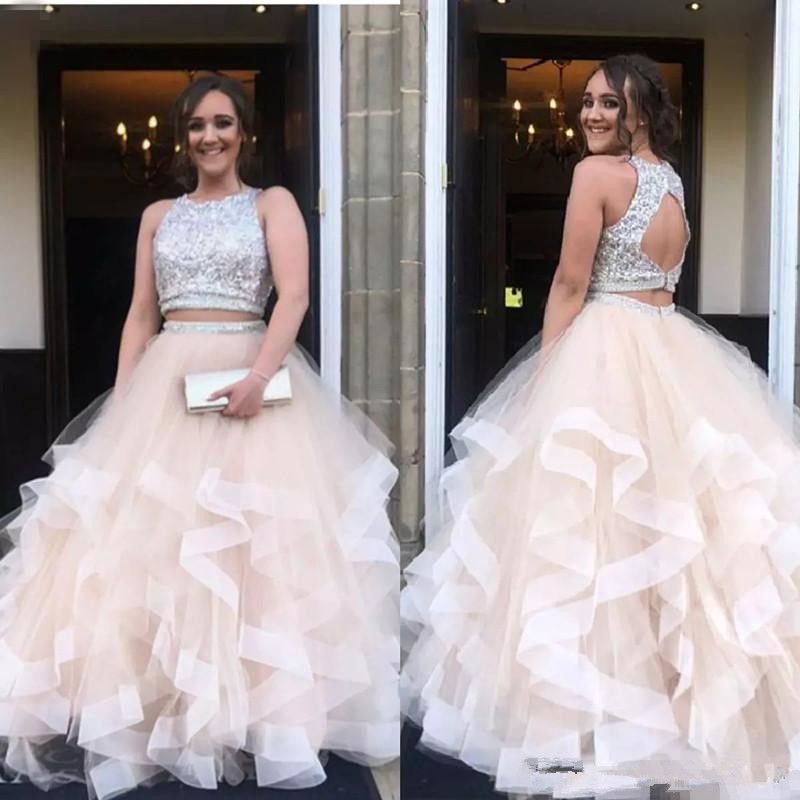 Compra Top Venta Caliente Elegante Dos Piezas Vestidos De Fiesta De  Lentejuelas Tulle Terred Tierra Formal Noche Abrir Atrás Vestidos De  Quinceañera Para Niñas Barato | Entrega Rápida Y Calidad | DHgate