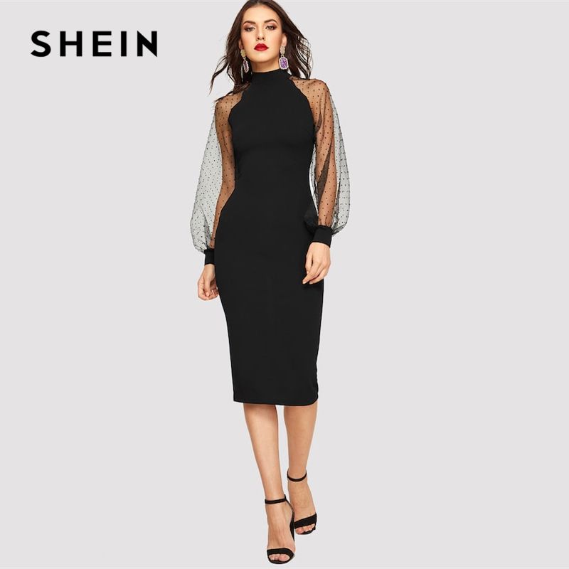 shein long sleeve midi dress