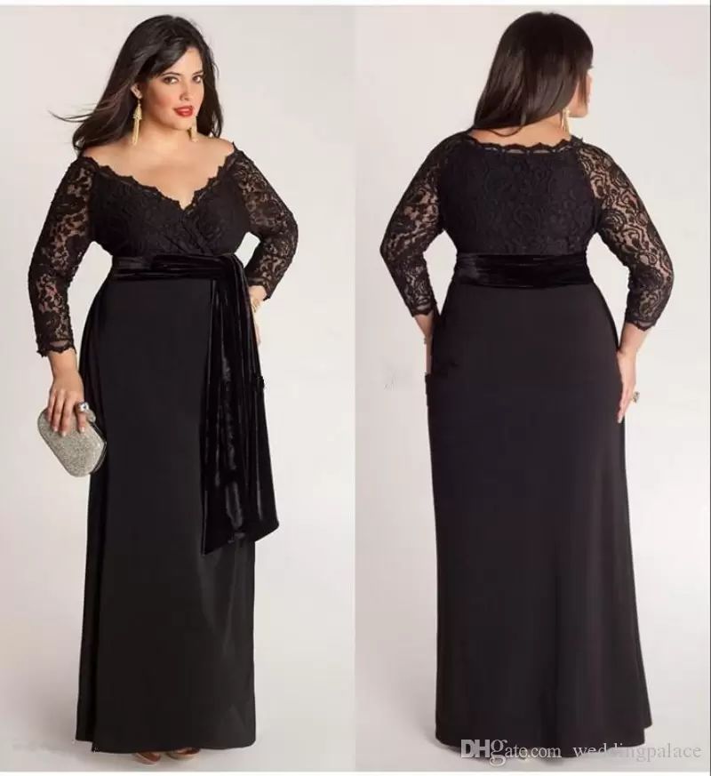 black floor length dress plus size