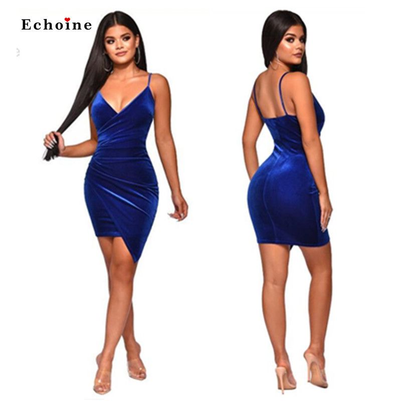 royal blue velvet bodycon dress